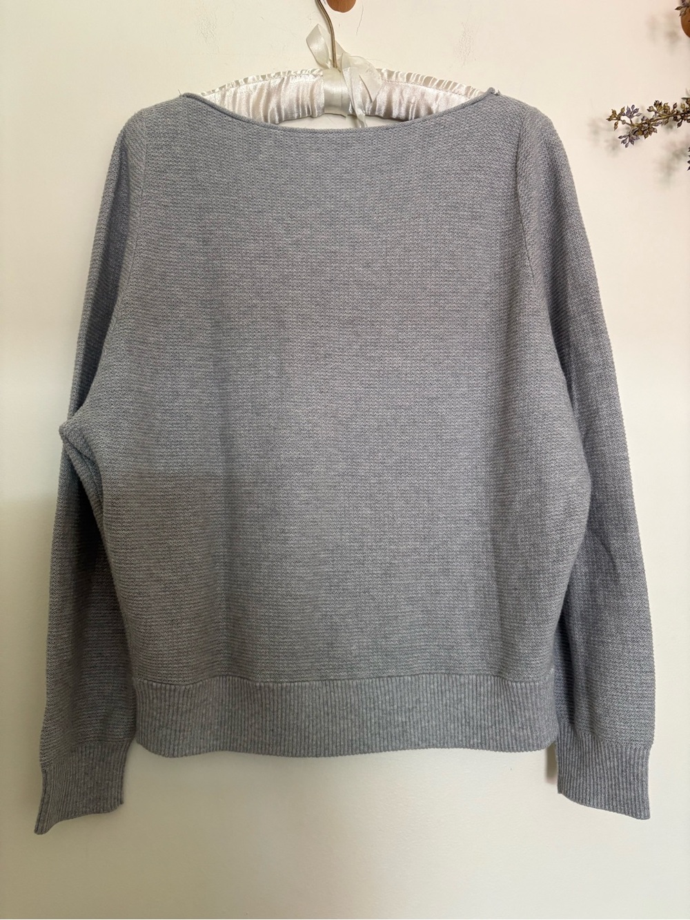 Vince 100% Cotton Waffle Knit Sweater Gray Boat Neck Small